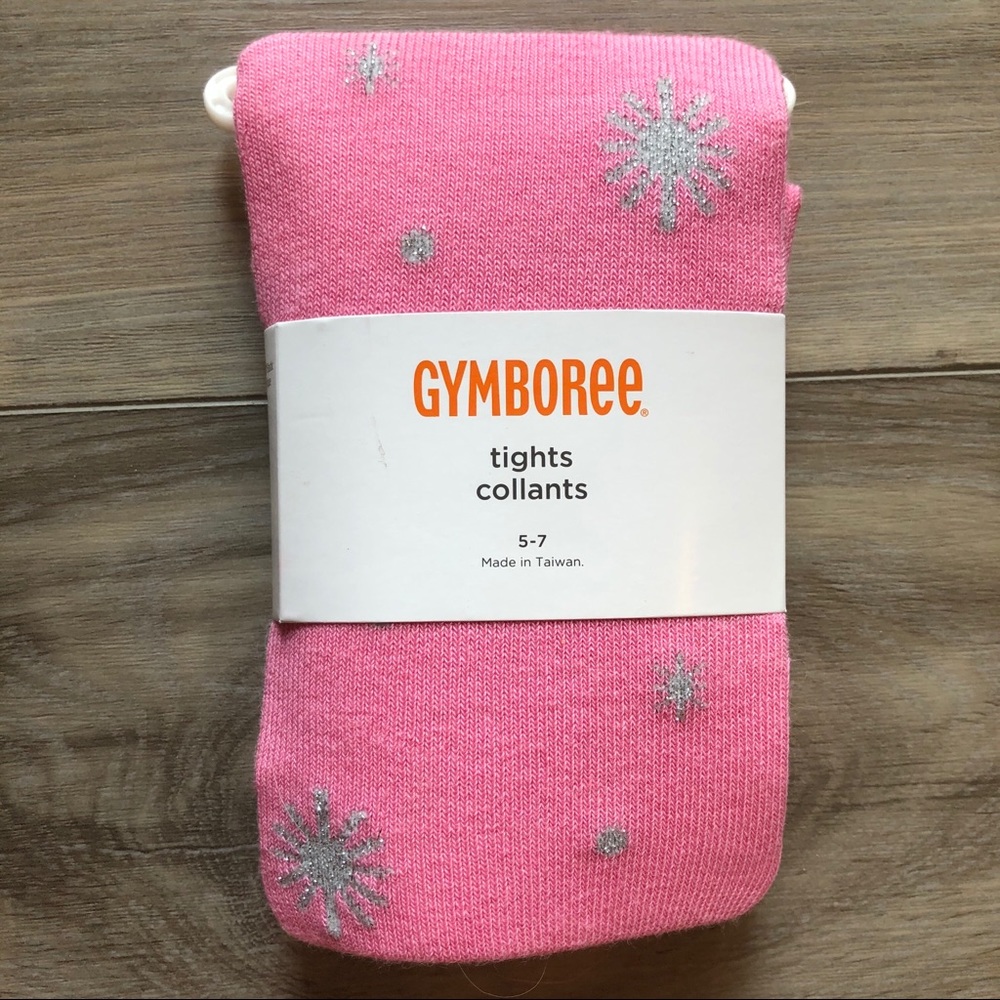 NWT Gymboree tights in size 5-7 pink snowflake